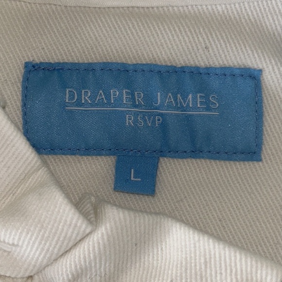 Draper James White Denim Ruffle Trim Cropped Jean Jacket - L - Picture 13 of 15